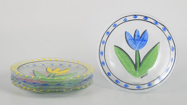 Ulrica Hydman Vallien for Kosta Boda, set of six plates.
