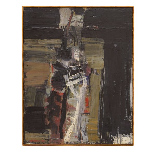 Ingálvur av Reyni, 1920-2005, oil on canvas. "Pige" (girl). Signed and dated 1994. Visible size: 91x73cm. With frame: 94x75cm