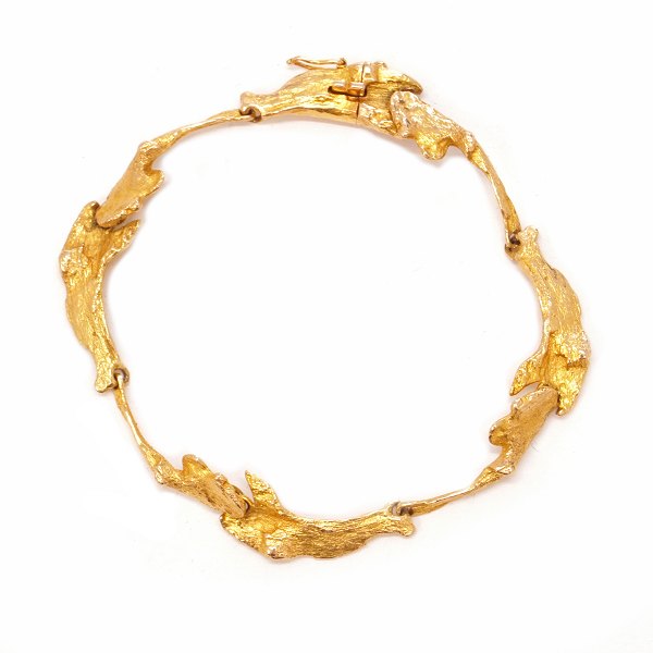 Lapponia 14kt gold bracelet by Björn Weckström 1971. L: 18,5cm
