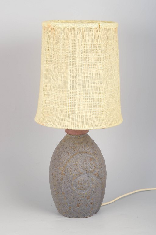Danish table lamp in sandstone art pottery.