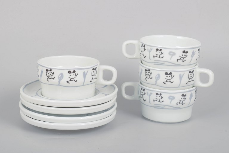 Javier Mariscal for Bidasoa, set of four cups and matching saucers.