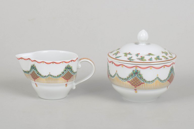 Royal Copenhagen Christmas Joy, sugar bowl and creamer.