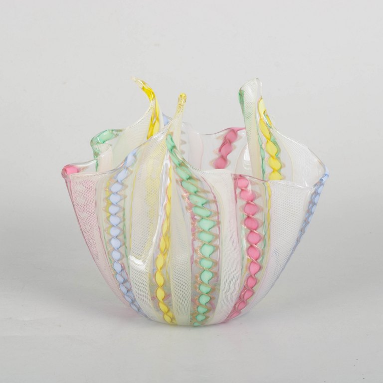 Murano, latticino fazzoletto bowl.