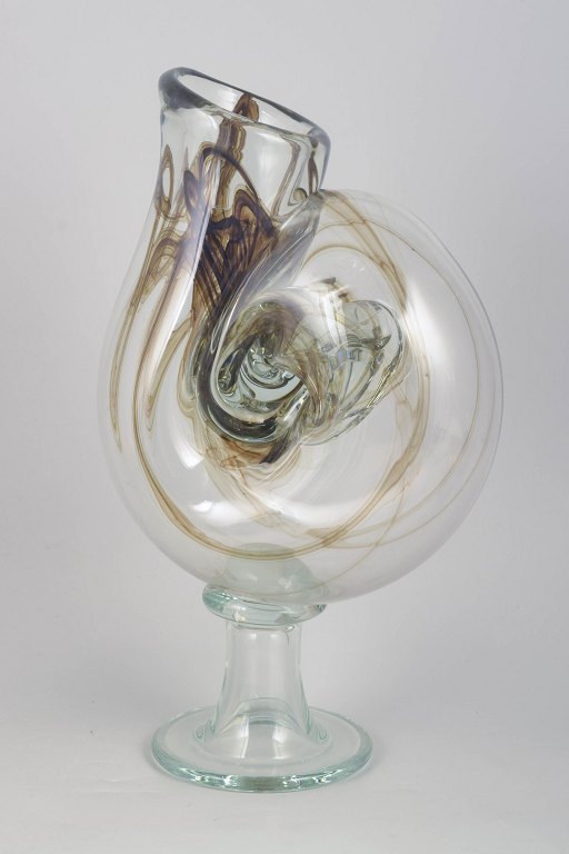 Michael Bang for Holmegaard, large snail art glass vase.