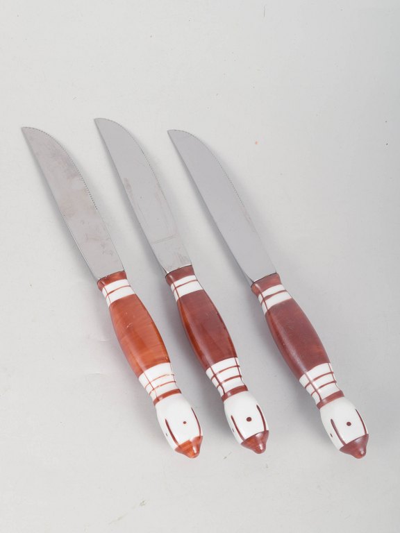 Bjørn Wiinblad for Rosenthal, set of three lunch knives.