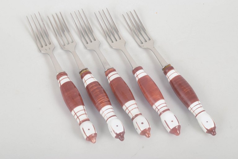 Bjørn Wiinblad for Rosenthal, set of five dinner forks.