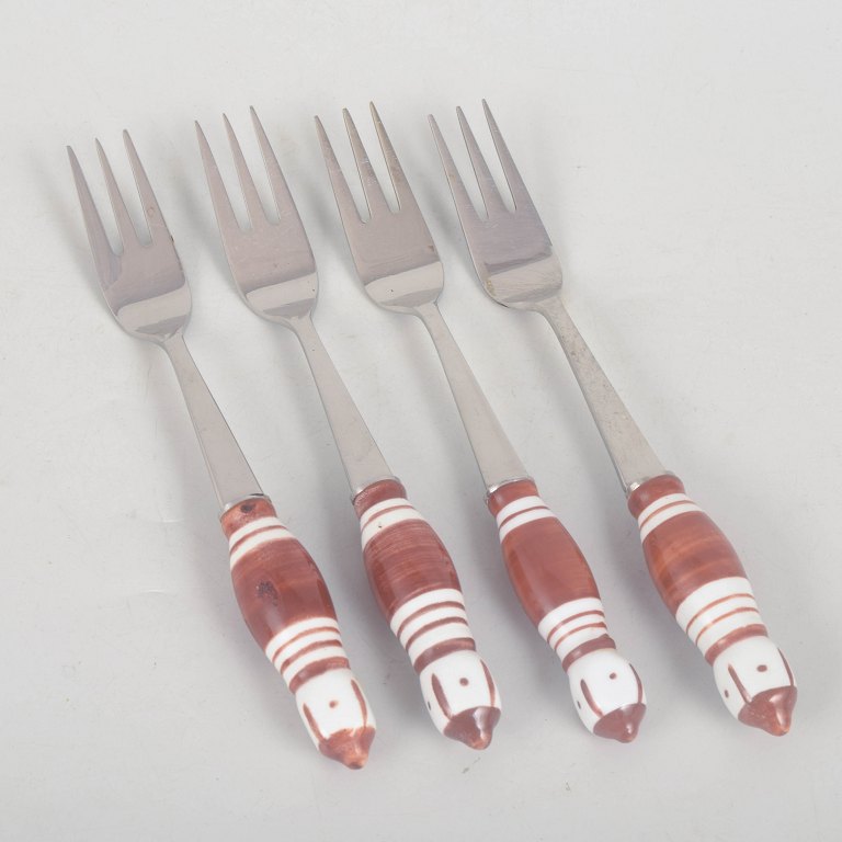 Bjørn Wiinblad for Rosenthal, set of four cake forks.