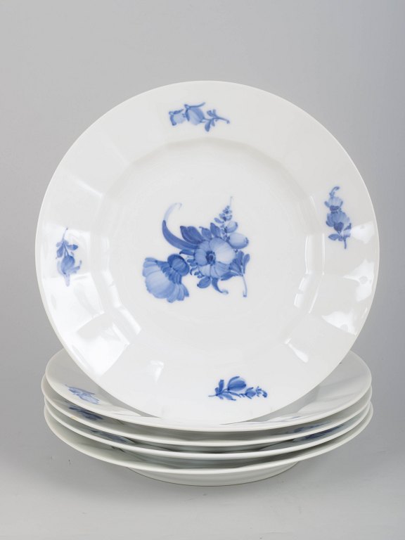 Royal Copenhagen Blue Flower Angular, set of five dinner plates.