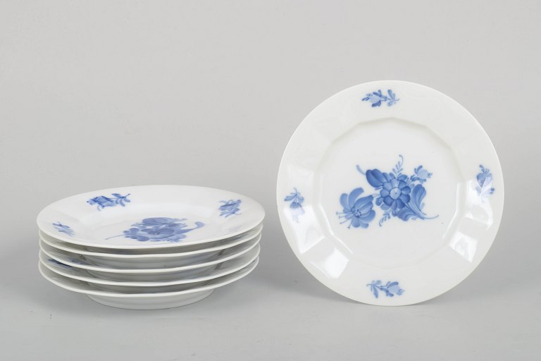 Royal Copenhagen Blue Flower Angular, set of six plates.