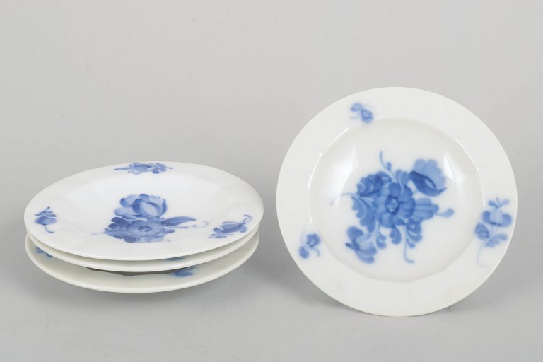 Royal Copenhagen Blue Flower Angular, four butter pats.