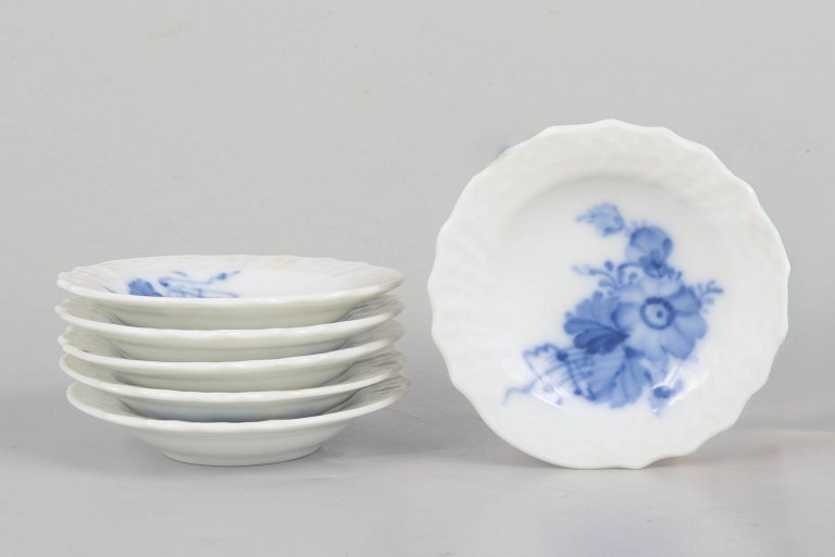Royal Copenhagen Blue Flower Curved, set of six butter pats.