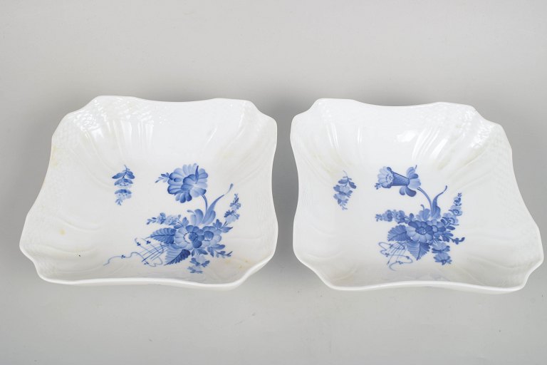 Royal Copenhagen Blue Flower Curved, pair of square bowls.