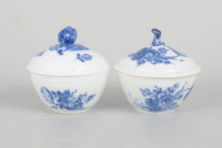 Royal Copenhagen Blue Flower Curved and Braided, pair of lidded sugar bowls.