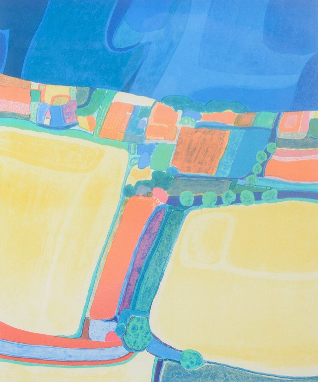 Henrik Buster Bruun, colour lithograph, listed Danish artist.