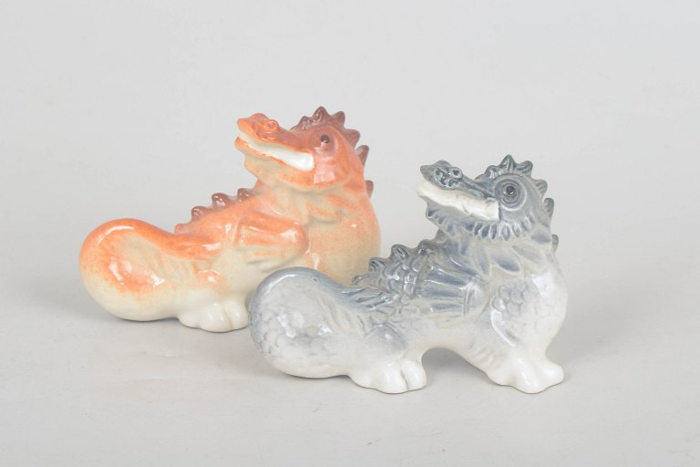 Lomonosov, set of two dragon figurines.