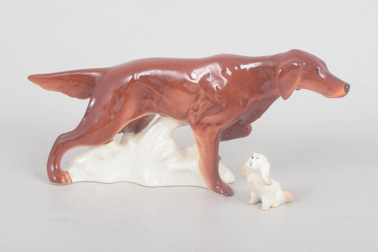 Lomonosov, set of two dog figurines.