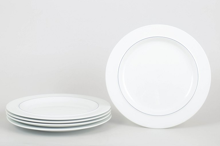 Grethe Meyer for Royal Copenhagen, Blue Line, set of five lunch plates.