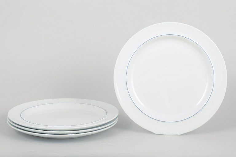Grethe Meyer for Royal Copenhagen, Blue Line, set of four dinner plates.