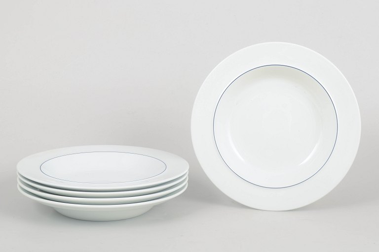 Grethe Meyer for Royal Copenhagen, Blue Line, set of five pasta dishes.