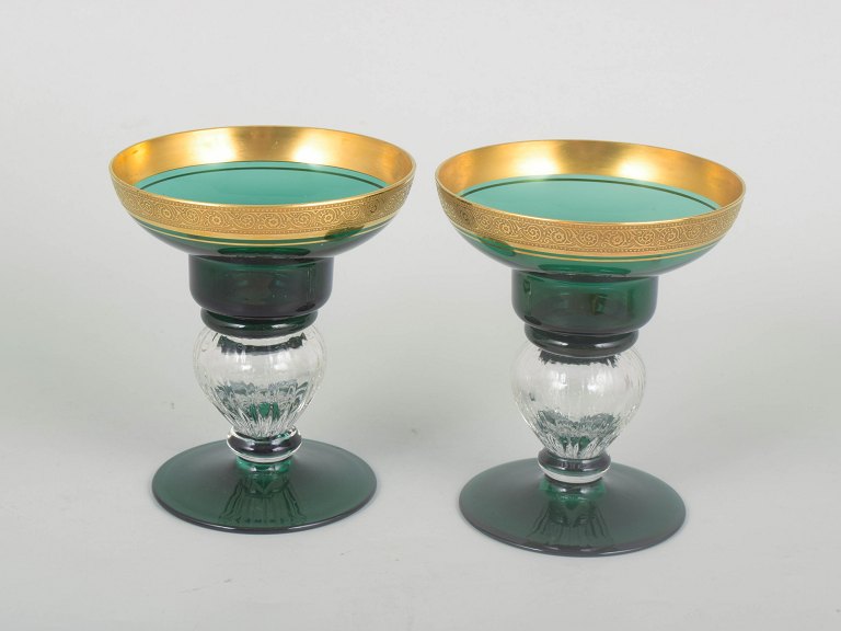 Theresienthal, pair of large wine glasses.