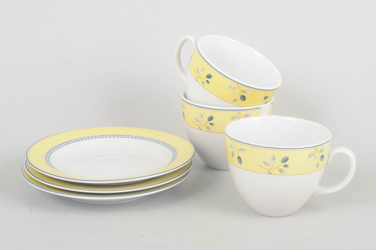 Royal Doulton, Blueberry, set of three large coffee cups with saucers.