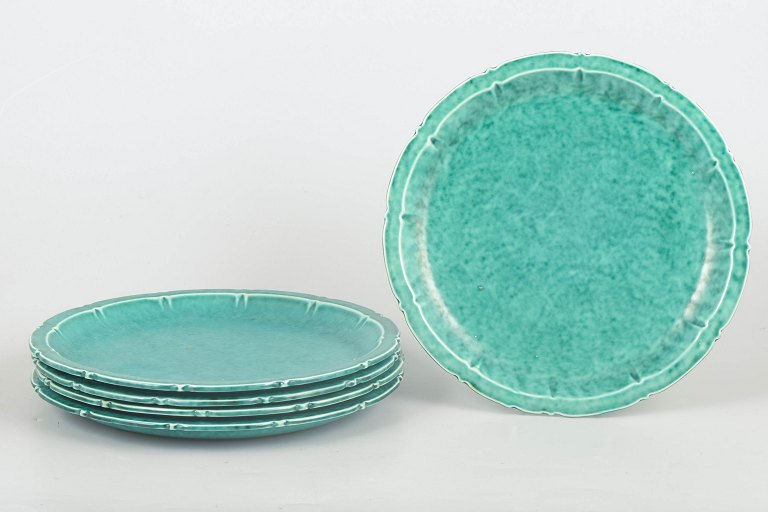 Wilhelm Kåge for Gustavsberg, sæt med fem Art Deco-tallerkener.