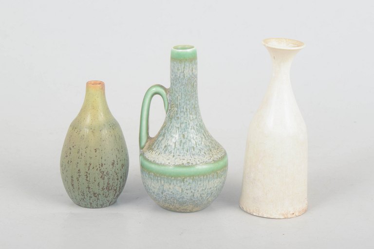 Carl-Harry Stålhane for Rörstrand, set of three miniature vases and pitcher.