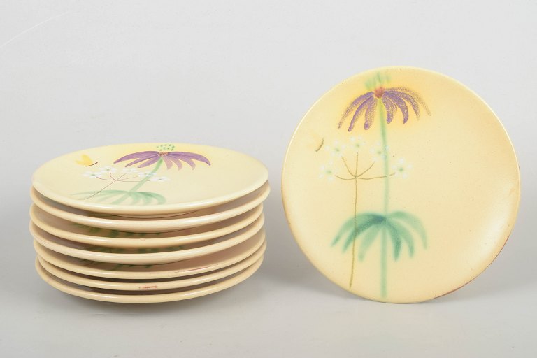Anna-Lisa Thomson for Upsala-Ekeby, Set of Eight Hand-Painted Plates.