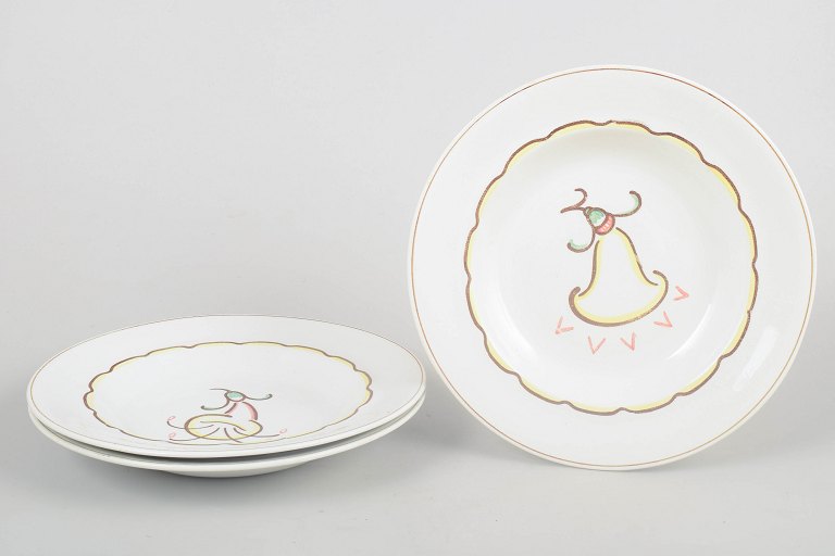 Wilhelm Kåge for Gustavsberg, Prior Set of Three Deep Plates.