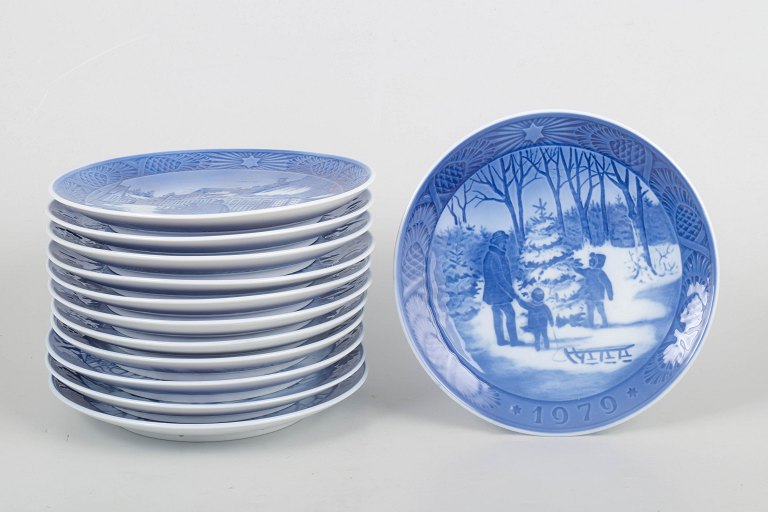Royal Copenhagen, set of twelve Christmas plates.