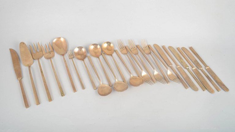 Sigvard Bernadotte for Scanline, complete bronze dinner cutlery set for six.