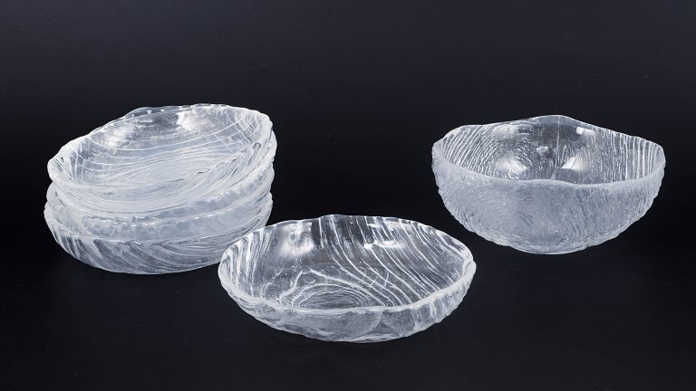 Bengt Edenfalk for Skruf, set of six dessert bowls and one serving bowl.