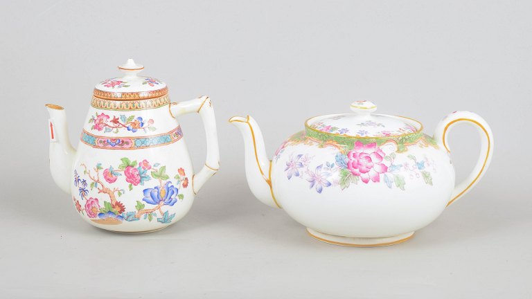 Cauldon China and Royal Doulton, two antique teapots.