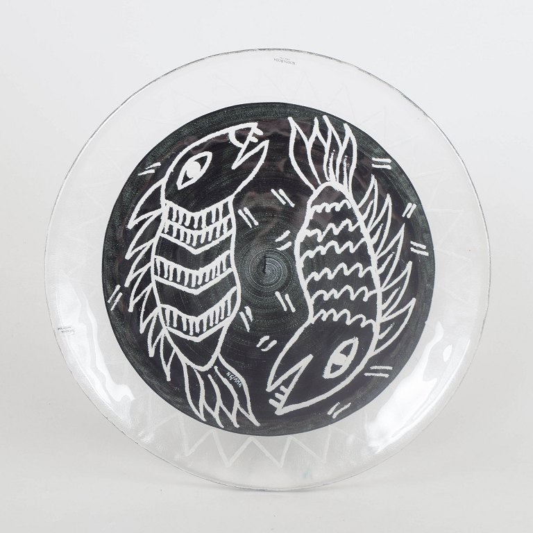 Ulrica Hydman-Vallien for Kosta Boda, large art glass dish.