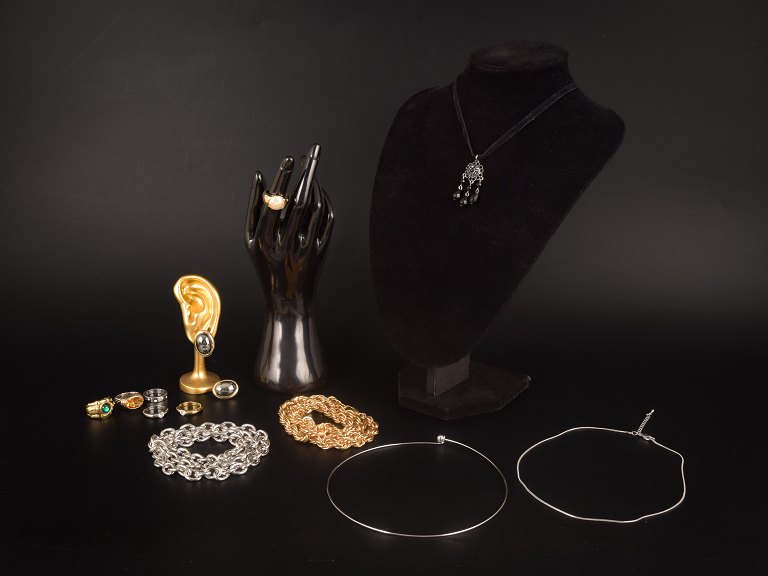 Set of 12 Vintage Jewellery Items. Rings, Necklaces and Earrings. Bijouterie. 20th Century.