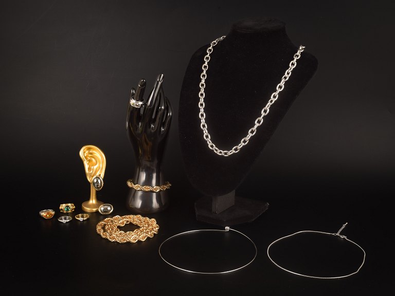 Set of 11 Vintage Jewellery Items. Rings, Bracelet, Necklaces and Earrings. Bijouterie. 20th Century.