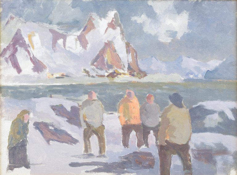 Halfdan Hauge, “Nordkap”, oil on canvas, listed Norwegian painter.
