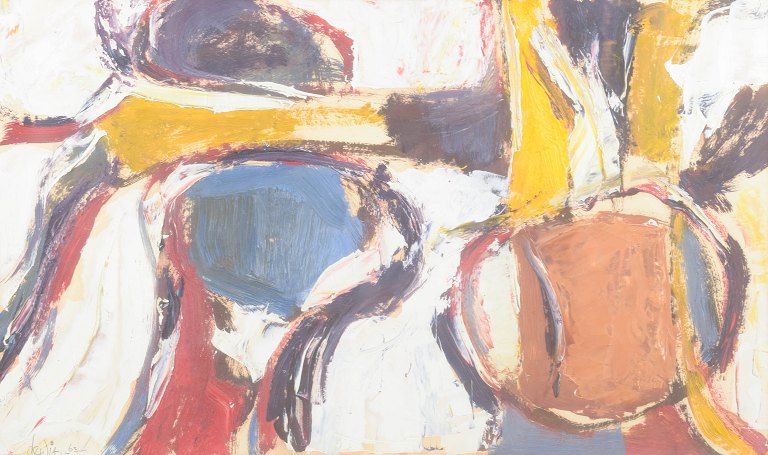 Abstract composition, oil on paper, signed Dewit.